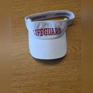 Flex Fit White LIFEGUARD Visor with Red Print